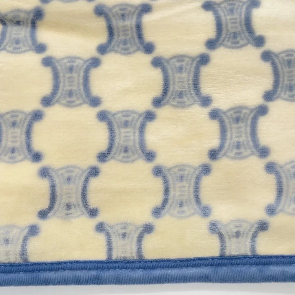 New CELINE Paris Macadam Triomphe Pattern Cotton Blanket Throw W/Box